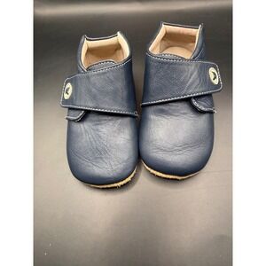 Livie & Luca Shoes Kids 12-18 Months Navy Blue Leather Hook & Loop Loafers